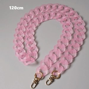 120cm matte pink acrylic chain strap with gold metal spring buckles for handbags