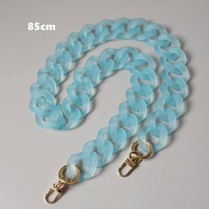 Detailed 85cm light blue frosted acrylic chain strap with gold lobster clasps for bags