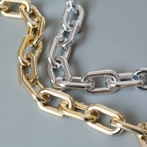 Polished gold and silver metal chain straps for shoulder bags with high-gloss mirror finish