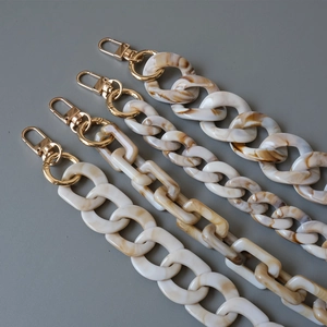 Vintage Marble Pattern Acrylic Resin Bag Chain Strap With Gold Metal Buckles For Shoulder Crossbody Bags Decoration Replacement