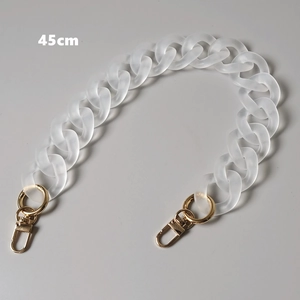 Frosted white acrylic chunky bag chain with golden lobster clasps, 45cm total length