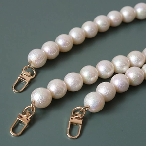 Iridescent white pearl chain with golden lobster clasps for DIY handbags and purses