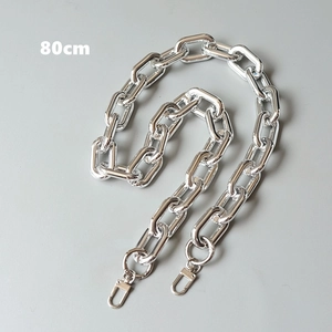 Detailed 80cm chunky silver metal chain strap with sturdy lobster clasps for handbags