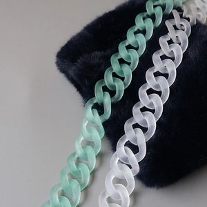 Frosted Acrylic Resin Bag Strap Retro Thick Cuban Link Chain Alloy Clasp Decorative Handbag Shoulder Replacement For Women DIY