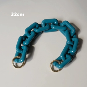 Catena spessa per borsa in resina turchese da 32 cm con anelli in metallo dorato per borse