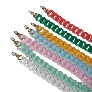 Colorful matte acrylic resin chain straps with gold metal clasps for handbag accessories