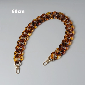 60cm vintage tortoiseshell resin bag chain with champagne gold lobster clasps