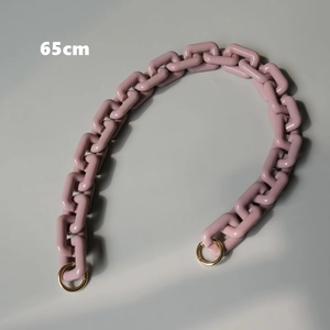 Tracolla a catena rosa in resina 65cm con anelli in metallo dorato per borse