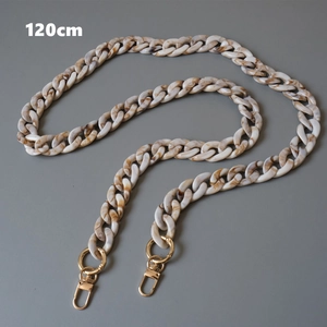 Detail of 120cm vintage beige acrylic resin chain with gold metal clasps for shoulder bags
