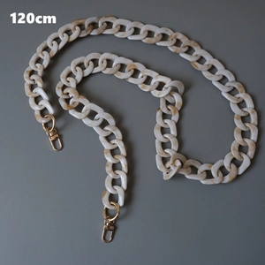 Detail of 120cm marble acrylic chain strap with gold metal lobster clasps for bags