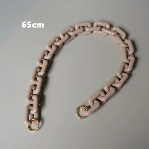 Tracolla a catena spessa in resina cachi chiaro 65cm con fibbie dorate per borse moda