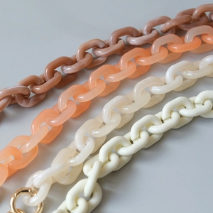Morandi candy color resin crossbody chain straps with golden metal ring hooks