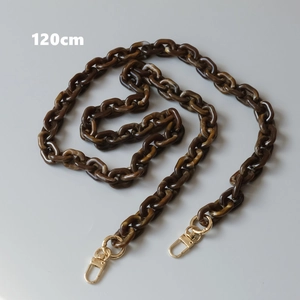 Detailed 120cm resin crossbody phone chain with dark brown amber texture and gold clasps