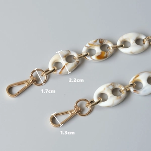 Leopard print acrylic resin and gold metal chain strap for bags with lobster clasps