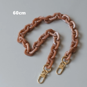 60cm brown marble acrylic resin shoulder strap with gold metal lobster clasps for bags