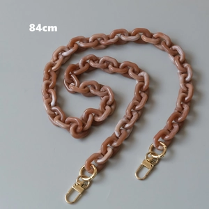 84cm amber acrylic phone chain link strap with golden metal lobster clasps