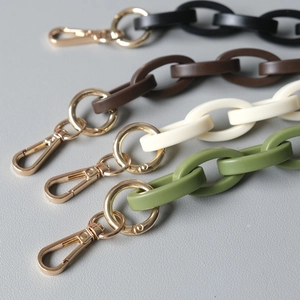 Fashion acrylic resin chain straps with gold lobster clasps in black brown white and green