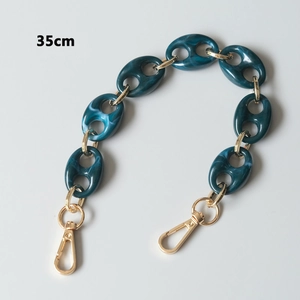Detailed 35cm resin bag strap with marble texture and gold metal ring connectors