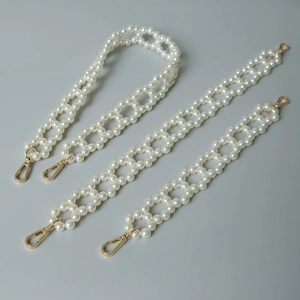 Elegant Faux Artificial Pearl Bag Strap Replacement Chain For Handbags Women DIY Accessory With Gold Metal Lobster Clasp Braided Handle