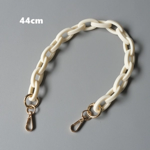 Detail of 44cm milky white acrylic chunky chain strap with gold metal spring buckles