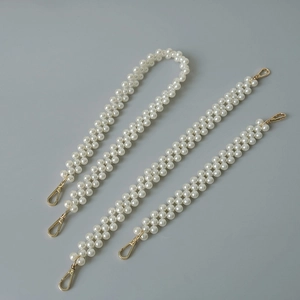 Bandoulière Élégante en Künstliche Perles de Résine Avec Fermoir Mousqueton en Alliage Doré Chaîne DIY pour Sacs à Main Femme