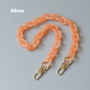 Detailed 60cm candy-colored acrylic peach chain strap with gold metal lobster clasps
