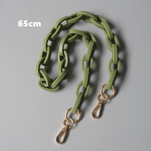 Detailed 65cm grass green acrylic chain strap with gold metal spring hooks for handbags