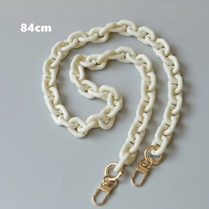 Detailed 84cm cream acrylic chain strap with gold lobster clasps for crossbody bags