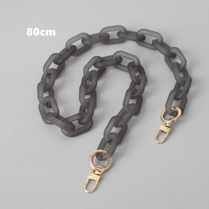 Macro view of 80cm vintage gray matte acrylic resin chain strap with gold metal clasps