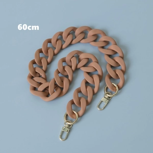 Close-up of 60cm matte brown resin thick chain strap with gold metal lobster clasps