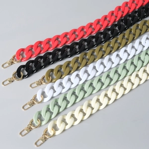 Fashion Acrylic Resin Bag Chain Strap Gold Metal Clasps For Handbags Shoulder Bags Women Retro Thick Link Style Accessory