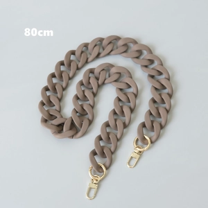80cm matte brown resin chain strap for handbags with golden metal swivel lobster clasps