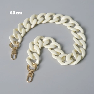 Detailed 60cm chunky cream resin acrylic chain with golden metal lobster clasps for bags