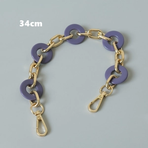 Detailed 34cm purple resin and gold metal chain strap with clasps for handbags