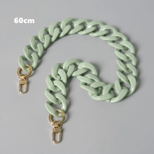 Detailed 60cm light green acrylic resin chain strap with elegant gold lobster clasps