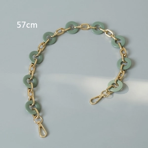 Detail of 57cm candy color acrylic resin and gold metal chain strap with lobster clasps