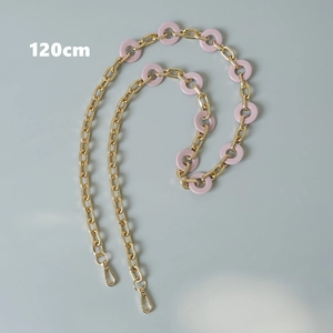 Detailed 120cm pink acrylic resin and gold metal chain strap with lobster clasps