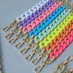 Acrylic Resin Colorful Fishbone Chain For Bag Decoration Phone Strap Vintage Detachable Bag Strap With Gold Metal Clasp Chain