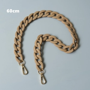 Detailed 60cm khaki resin chain strap with matte finish and gold lobster clasps