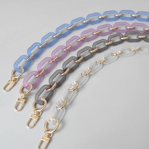 Fashion Chunky Frosted Acrylic Bag Chain Replacement Strap With Gold Metal Links Retro Shoulder Strap Bag Accessories For Women