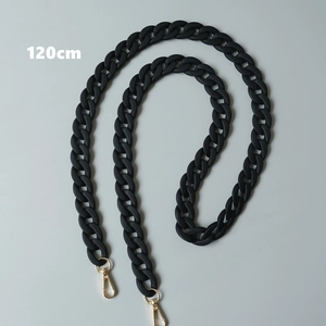 Black matte acrylic bag chain with gold alloy lobster clasps and 120cm total length