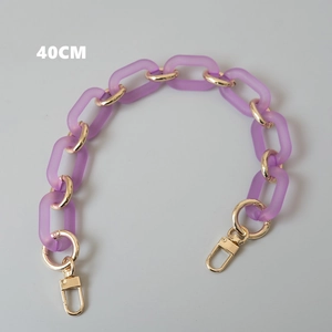 Detailed view of 40cm purple matte resin thick chain with gold metal lobster clasps