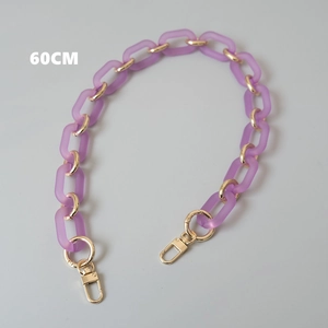 Detailed 60CM thick handbag chain with matte purple resin and gold metal links