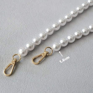 Fashionable 1.6cm large pearl replacement chain with gold metal lobster clasps for handbags