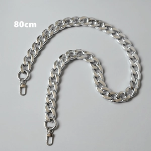 Detailed view of 80cm silver metal chunky chain strap with lobster clasps for handbags