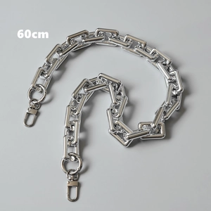 Detailed 60cm silver metal chain strap with polished finish and lobster clasps