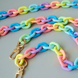 Colorful macaron acrylic chain strap with gold metal buckles for bags and phones