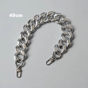 Polished silver chain shoulder strap 40cm with lobster clasps for handbags