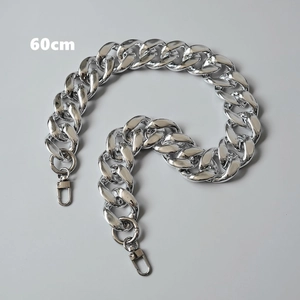 Silver chunky Cuban chain bag strap 60cm with metal lobster clasps for shoulder bags