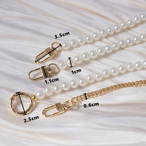 White pearl and gold metal replacement chain straps for women crossbody bags and handbags